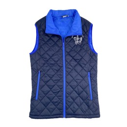 Design Contrasting Color Zipper Padded Down Vest Custom Royal Blue Embroidered Logo Vest Jacket Lining Design Blue Dressage Club Company J1003 Design Contrasting Color Zipper Padded Down Vest Custom Royal Blue Embroidered Logo Vest Jacket Lining Design Blue Dressage Club Company J1003